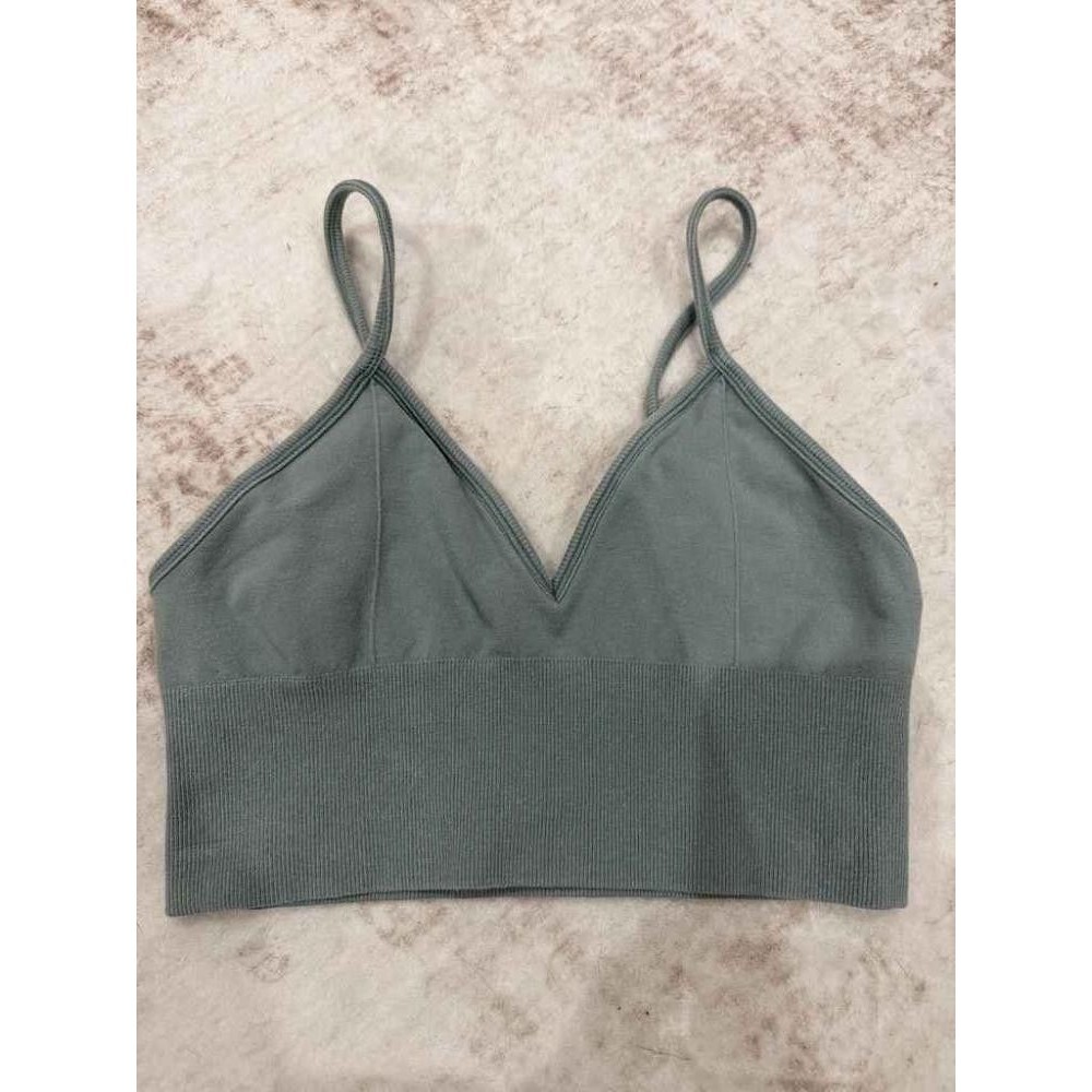Alo Yoga Sage Green Seamless Ribbed Favorite Bra S
